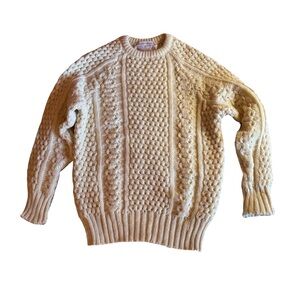 Men's Vintage Slieve League Irish Wool Fisherman's Cable Knit Sweater, Size L